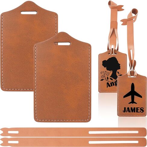30 Sets Brown Luggage Tags Laser Engraving Material - Ideal Laserable Engravable Faux PU Leather Gift - Lasable Leatherette Name ID for Suitcases Bag Backpack to Easily Distinguish during Trip in Kuwait