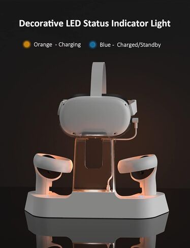 NexiGo Charging Dock (Gen 2) for Meta Quest 3, VR Charging Station with LED Light [On/Off] for Oculus Quest 3, Charger Display Stand with 2 Rechargeable Batteries, USB-C Cable, White in Kuwait