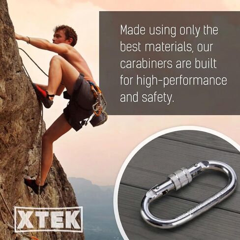 25kN Climbing Carabiner – UIAA CE Rated 5620LB – Heavy Duty Twist Locking Carabiner Clip - Industrial Strength Large Steel Oval Caribeaner - Rock Climbing Caribeener Clips for Rigging, Ropes in Kuwait