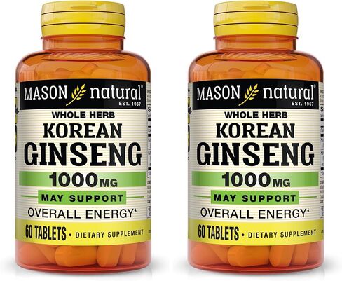 MASON NATURAL Korean Ginseng 1000 mg - Supports Overall Energy and Performance, Improved Endurance and Vitality, 60 Tablets in Kuwait
