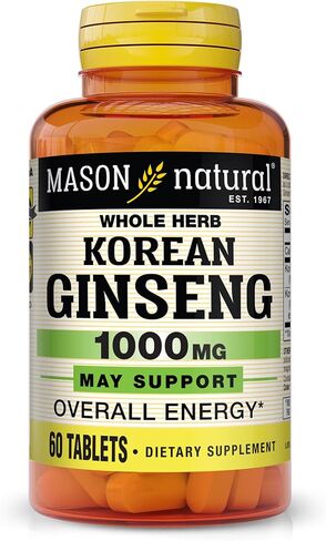 MASON NATURAL Korean Ginseng 1000 mg - Supports Overall Energy and Performance, Improved Endurance and Vitality, 60 Tablets in Kuwait