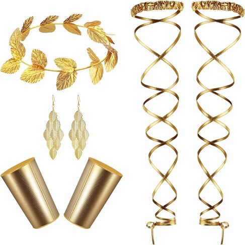 Jadive 4 Pcs Greek Accessories Women Toga Costume Set Leg Garter Laurel Wreath Leaf Crown Wristband and Earrings in Saudi Arabia