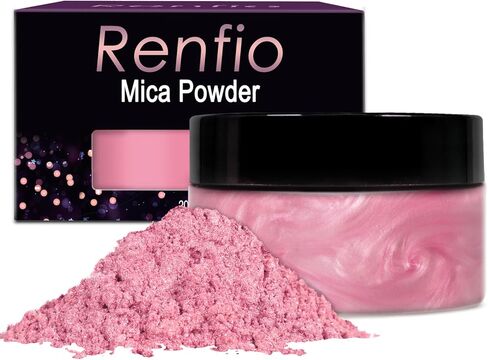 Renfio Mica Powder, 60 Colors Mica Powder for Resin Natural Epoxy Resin Color Pigment Powder Dye 0.25oz/7g Bottles Shimmer Pearl Pigments for Soap Making, Candle Making, Epoxy Crafts, Slime, Nail Art in Kuwait
