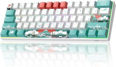 Camiysn 60% Mechanical Gaming Keyboard,Mixed Color Keycaps Gaming Keyboard with Linear Red Switches, Detachable Type-C Cable Mini Keyboard with Blue LED Light for PC/Laptop in Kuwait
