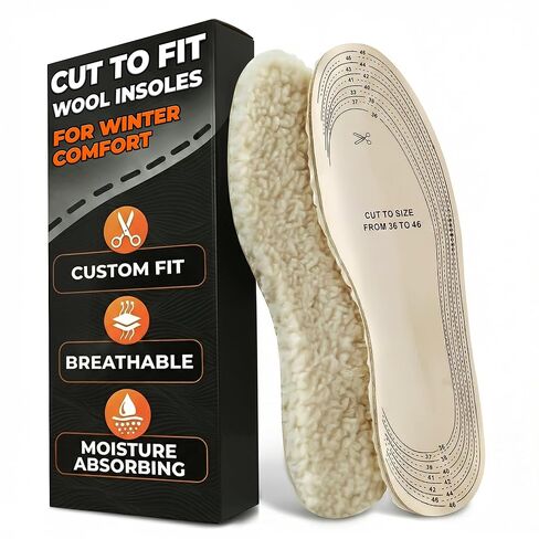 Wool Shoe Inserts - Universal Inserts for Winter & Summer Shoe Inserts for Women and Men - Versatile & Sheepskin Ultra Thin Shoe Insoles in Kuwait