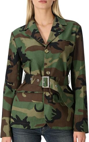 Women 2024 Fall Winter Oversized Camo Jean Blazer Jacket Long Sleeve Camouflage Denim Tops Fashion Trench Coats in Saudi Arabia