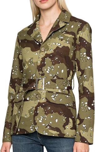 Women 2024 Fall Winter Oversized Camo Jean Blazer Jacket Long Sleeve Camouflage Denim Tops Fashion Trench Coats in Saudi Arabia