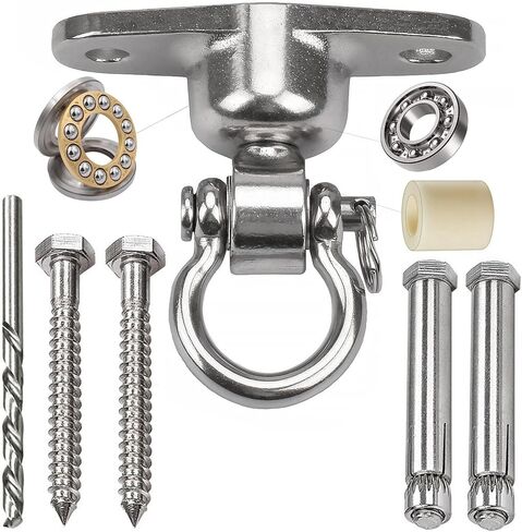 WWFFEN 2 Antirust Swing Hanger Heavy Duty 360°+180°Rotation 1500LB Capacity Wood Playground Yoga Hammock Chair, Rope sandbag Porch Swing in Kuwait