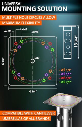 قاعدة مظلة 4smile في الأرض، من الفولاذ المقاوم للصدأ - حامل مظلة في الأرض، جودة تدوم مدى الحياة - قاعدة مظلة خارجية، سعة تحميل > 2200 رطل in Kuwait