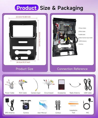 Android 13 Car Stereo Radio for Ford F150 SVT Raptor 2009 2010 2011 2012 with GPS Navigation, Rimoody 9 Inch Touch Screen Bluetooth FM WiFi Mirror Link + Backup Camera in Saudi Arabia