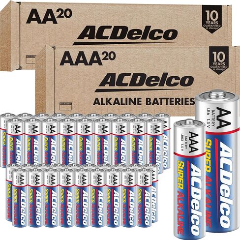 مجموعة بطاريات ACDelco AA وAAA مكونة من 200 قطعة من البطاريات القلوية الفائقة، عدد 100 بطارية لكل منها، مدة صلاحية تصل إلى 10 سنوات، عبوة قابلة لإعادة الإغلاق in Kuwait