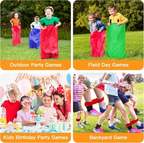 TITGIPE Potato Sack Race Bags - 32PCS Outdoor Games Sack Race Bags for Adults and Kids,3 Legged Race Bands,Egg Spoon Relay Race,Bean Bag Toss,Party Games for Kids,Field Day Games for Adults in Kuwait