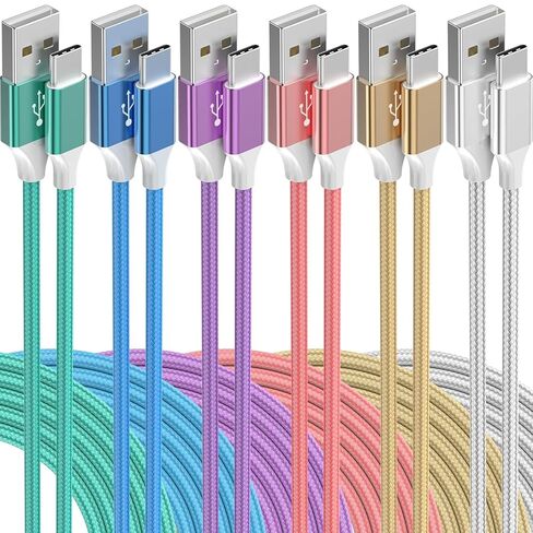 USB C Cable, 6Pack USB to USB C Cable Type C Charger Fast Charging Cable Nylon Braided Android Charger for iPhone 16 15 Charger, Samsung Galaxy, Huawei, Google Pixel, Sony, Switch（3/3/3/6/6/10Ft） in Saudi Arabia