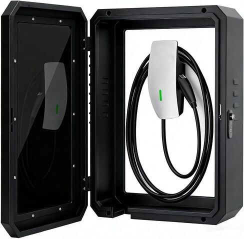 EV Charger Outdoor Enclosure, Charger Station Box for Tesla Wall Connector, Indoor/Outdoor Cover,IP65 Waterproof,L19.6 xW9.8 xH27.5 Black in Saudi Arabia