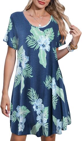JollieLovin Plus Size Summer T-Shirt Casual Dresses for Curvy Women Flowy Swing in Kuwait
