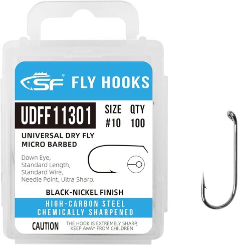 SF Fly Tying Hooks Ultra Sharp High Carbon Steel for Nymphs Wet Traditional Dry Streamers Eggs Jig Poppers Emergers Terrestrial Flies with Mini Box 100Pcs in Kuwait