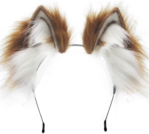 Agymo Handmade Grey Wolf Ears headband,Animal ears headbands, Wolf fox ears, Costume Headwear Halloween costume accessory in Kuwait