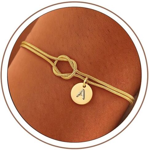 Turandoss Gold Bracelets Orior For Women Gifts المجوهرات - 14K Gold Love Knot Letter A -Z سوار أولي Dainty إلى الأبد هدايا المجوهرات للنساء للنساء أصدقاء وصيفات الشرف in Kuwait