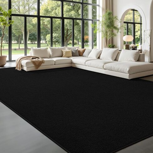 سجاد منطقة كبيرة لغرفة المعيشة وغرفة النوم، سجادة منطقة حديثة غير قابلة للانزلاق مقاس 6 × 9 أقدام، سجادة إسفنجية سميكة ناعمة، سجادة داخلية مريحة وبسيطة للأولاد والبنات وغرفة الحضانة والنوم وديكور المنزل، أسود in Kuwait