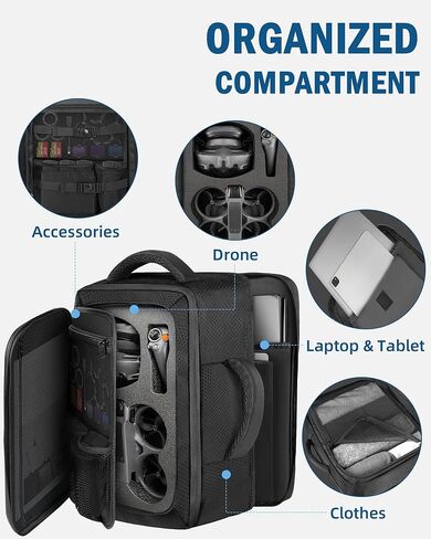 حقيبة Avata 2، حقيبة ظهر قابلة للتوسيع تناسب كمبيوتر محمول مقاس 17.3 بوصة، حقيبة Avata 2 للسفر ذات سعة كبيرة لـ DJI Avata 2 Fly More Combo، حقيبة حمل متينة مقاومة للماء لملحقات DJI Avata 2 in Kuwait