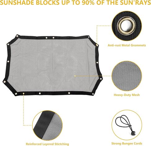 JK Sunshade Mesh Top Sun Shade Top for Jeep Wrangler Accessories Bikini Top Compatible with Jeep Wrangler, JK JKU 2007-2018 4 Door-Blocks UV Wind Noise Star (2/4Door-Non-Standardized) in Kuwait