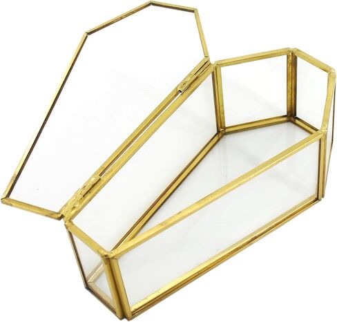 صندوق عرض تابوت زجاجي صغير، صندوق مجوهرات ذهبي على الطراز القوطي للهالوين، صندوق بغطاء زجاجي نحاسي عتيق، صندوق زجاجي صغير، صندوق عرض تررم مع غطاء لديكور المنزل in Kuwait