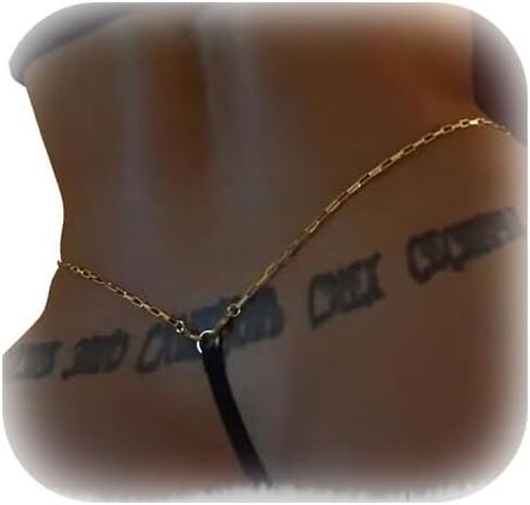 Sexy Metal Thong Bikini Waist Chain for Women - Black Bikini Panties With Elastic Rope Body Jewelry in Kuwait