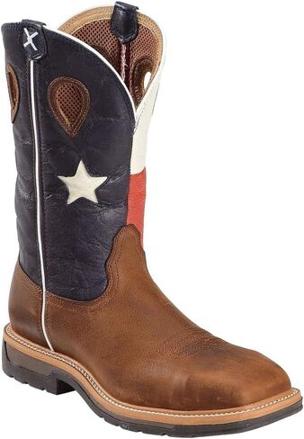 Twisted X Men's 12" Western Work Boot, Square Toe Steel Toe, Cognac Glazed Pebble & Lime, 8 D in Saudi Arabia