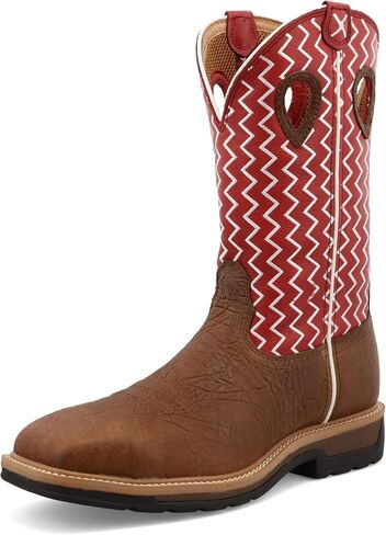 Twisted X Men's 12" Western Work Boot, Square Toe Steel Toe, Cognac Glazed Pebble & Lime, 8 D in Saudi Arabia
