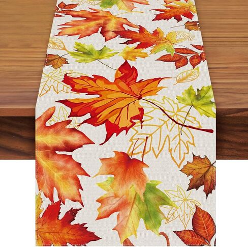 72 x 13 Inch Fall Cat Table Runner - Autumn Harvest Pumpkin and Leaves Pattern with Adorable Cat Design for Thanksgiving Day, Home Gatherings, Kitchen, Mantel, Dining Table Decor in Kuwait