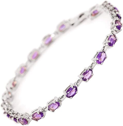 Galaxy Gold GG 14k Solid Yellow Gold Genuine Bracelet with Purple Amethyst - Size 7.5 in Saudi Arabia
