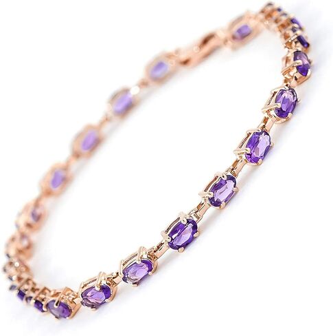 Galaxy Gold GG 14k Solid Yellow Gold Genuine Bracelet with Purple Amethyst - Size 7.5 in Saudi Arabia