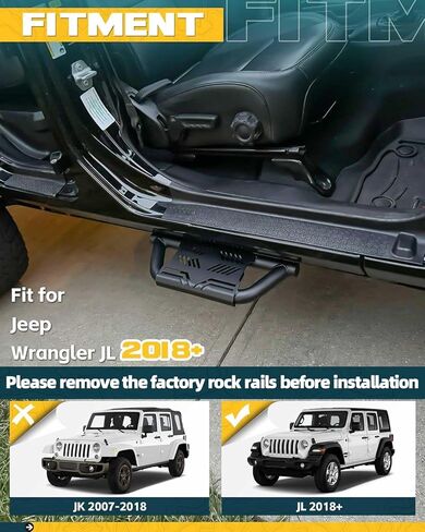 EZ Side Steps Fit for 2018-2025 Jeep Wrangler JL 4 Doors Running Boards in Kuwait