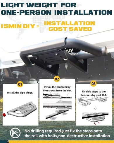 EZ Side Steps Fit for 2018-2025 Jeep Wrangler JL 4 Doors Running Boards in Kuwait