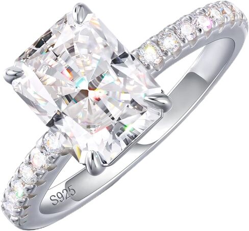 حلقات مويسانيت مشعة للنساء للنساء Halo 18K الذهب مطلي بالفضة الفضية الفرقة 1.5 2 قيراط in Kuwait