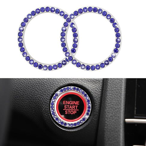 WINKA Car Engine Start Stop Button Cover Bling Accessories for Car 2pcs Ignition Ring Caps Keyless Push Start Button Ring Cap Interior Decoration Rhinestone Diamond Universal for Car (Pink) in Kuwait
