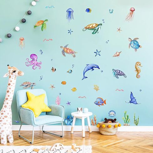 Animal Alphabet Numbers Colour Decals Stickers, ULENDIS ABC Letters Pens Space Planets Educational Wall Decals, Peel and Stick Removable Wall Decors for Toddlers Classroom Bedroom Nursery Playroom in Kuwait