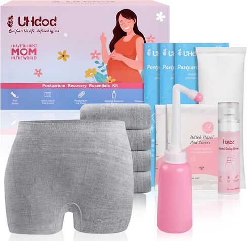UHdod Postpartum Essentials Recovery Kit, Postpartum Kit for Women After Birth Labor Delivery Postpartum Care Kit, Disposable Underwear Cold Pads Cooling Foam Peri Bottle Nursing Pads Breast Ice Packs in Saudi Arabia