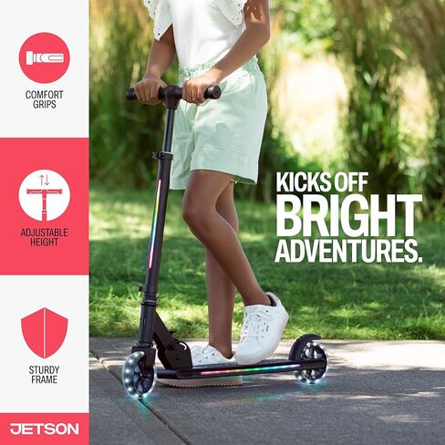 سكوتر جيتسون مارس للأطفال بعجلتين، يتضمن أضواء LED على المقود والجذع والعجلات والسطح، ومقود قابل للتعديل، وفرامل خلفية، وتصميم خفيف الوزن، وآلية سهلة الطي، للأعمار من 5 سنوات فما فوق in Kuwait