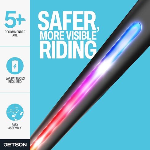 سكوتر جيتسون مارس للأطفال بعجلتين، يتضمن أضواء LED على المقود والجذع والعجلات والسطح، ومقود قابل للتعديل، وفرامل خلفية، وتصميم خفيف الوزن، وآلية سهلة الطي، للأعمار من 5 سنوات فما فوق in Kuwait