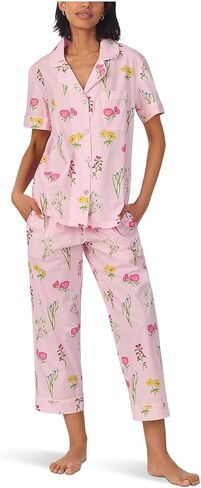BedHead Pajamas Women's Cotton Woven Short Sleeve Cropped Pj Set in Kuwait