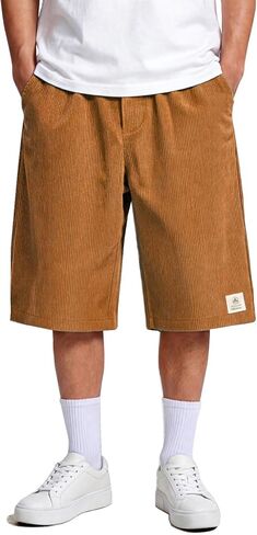 Heyfanee Men's Baggy Corduroy Shorts Loose Fit Lightweight Shorts for Men Below Knee 15 Inch Inseam in Kuwait