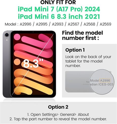 SEYMAC Case for iPad Mini 7 (A17 Pro) 2024/ Mini 6 8.3 Inch, Shockproof Protective Case with Screen Protector, Stand, Hand/Shoulder Strap and Pencil Holder for iPad Mini 7th/6th Generation, Black in Kuwait