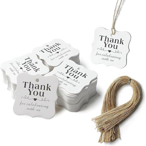 SallyFashion Thank You Gift Tags with String, 150 Pack 2 X 2 inch in Kuwait