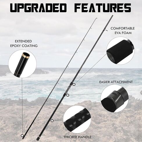 LITTMA قضيب صب الأمواج التقليدي مع قضبان فوجي لركوب الأمواج للمياه المالحة 12 قدمًا ثقيلة 9 أقدام و10 أقدام و11 قدمًا من الجرافيت لركوب الأمواج، قضيب صب الأمواج، قضيب محمول، قضيب ركوب الأمواج للمياه المالحة، قضيب بارا دي سيرف in Kuwait