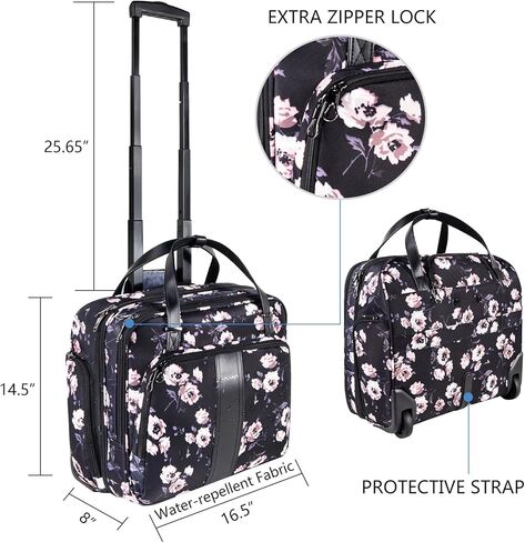 KROSER Rolling Laptop Bag Premium Rolling Laptop Briefcase Fits Up to 15.6 Inch Laptop Overnight Rolling Computer Bag with RFID Pockets for Travel/Business/Women in Kuwait