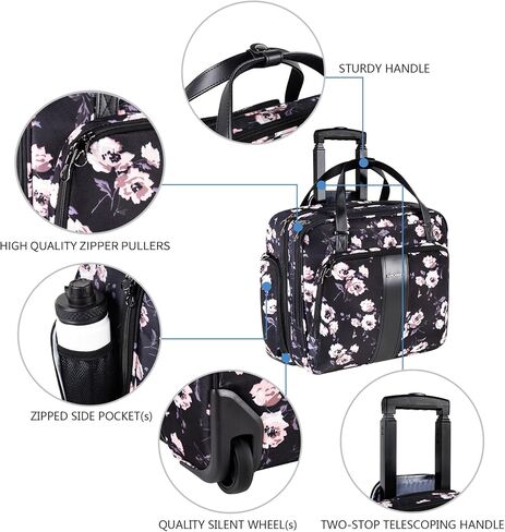 KROSER Rolling Laptop Bag Premium Rolling Laptop Briefcase Fits Up to 15.6 Inch Laptop Overnight Rolling Computer Bag with RFID Pockets for Travel/Business/Women in Kuwait