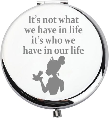 WUSUANED Princess Tiana Makeup Mirror It’s Not What We Have in Life It’s Who We Have in Our Life Jewelry Princess Frog Inspired Gift (Princess Frog Mirror) in Kuwait