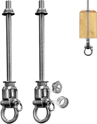 Yyiwhmy Stainless Steel 304 Swing Hangers with Bearings Set of 2 Heavy Duty Screw Brackets for Hanging Chairs, Swings, Playground Punching Bag - Indoor Outdoor Use (1500LB) Capacity,11'' in Kuwait