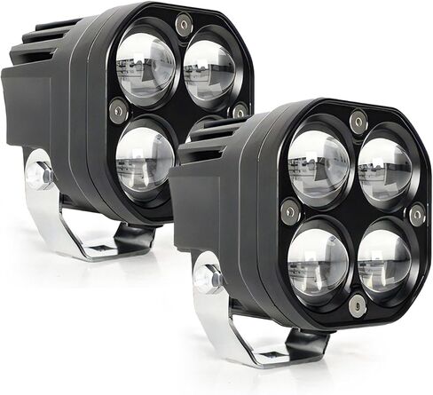 2PC Motorcycle LED Auxiliary Lights White/Amber Strobe with Switch Wire Offroad Work Lights for Harley Davidson Honda Kawasaki Suzuki Yamaha,GMC Savana Jeep ATV UTV Car Trucke Car,Forklifts Boat etc in Saudi Arabia